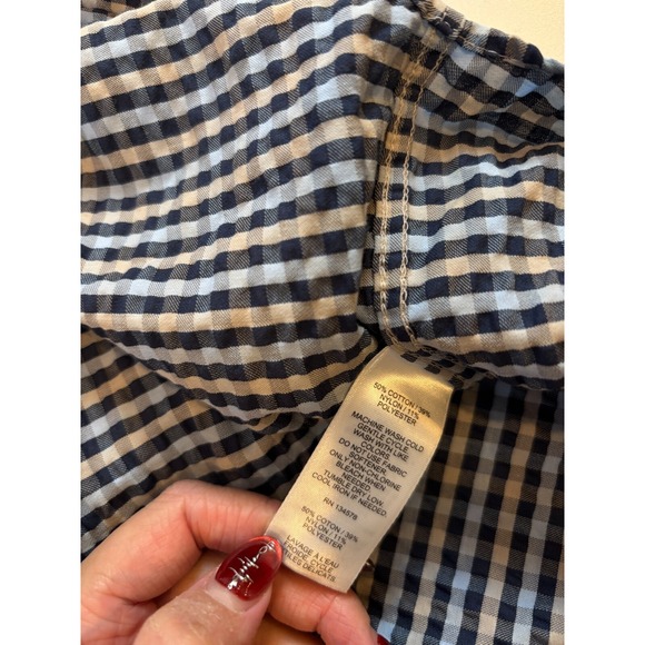 Vineyard Vines OTG Blue Long Sleeve Button Seersucker Gingham Shirt Blue Men 2XL - Picture 3 of 12